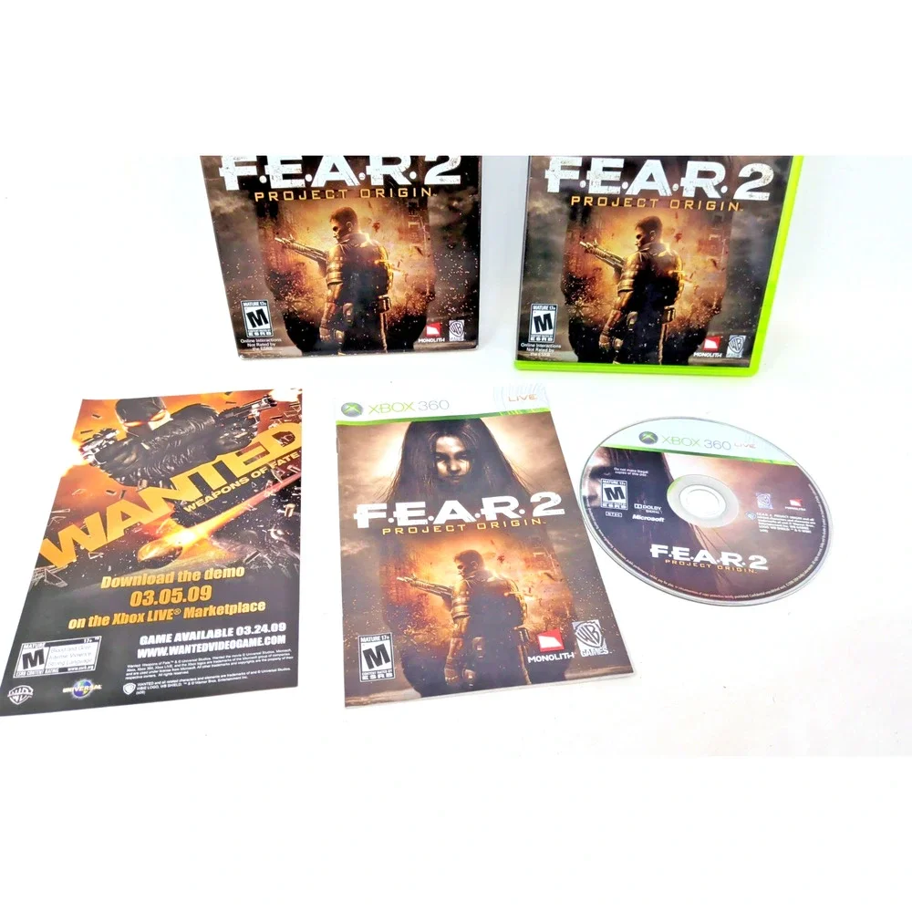 F.E.A.R. 2: Project Origin (Microsoft Xbox 360) Complete CIB Tested w Slip Cover